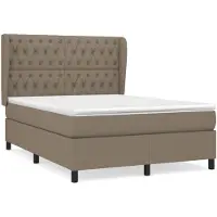 vidaXL Boxspringbett mit Matratze Taupe 140x190 cm Stoff