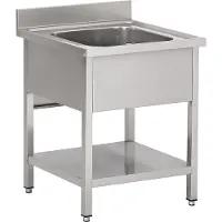 CombiSteel Spültisch mit 1 Becken und Grundboden Aufkantung 600x700x850mm