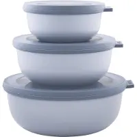 Mepal Cirqula Multi Bowl Rund, 3-teiliges Set für Mikrowelle, Kühl- und Gefrierschrank, 350 ml, 750 ml und 1250 ml, Nordisches Blau