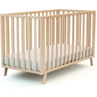 AT4 - Babybett Holz 60x120 KASA Lackierte Buche | 125,5 x 64 x 81,5 cm |Kinderbett | Gitterbett mit Lattenrost 3 Stufen Höhenverstellbar |Bett umbaubar zum Juniorbett