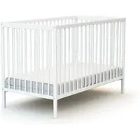 AT4 - Babybett Holz 60x120cm SONA weiß | 124 x 64,5 x 82 cm | Kinderbett | Ab Geburt | Lattenrost 3-fach höhenverstellbar | Gitterbett