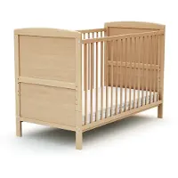 AT4 - BabyBett Holz 60x120 LUNA Lackierte Buche | 124 x 64 x 86,5 cm | kinderbett | Bett umbaubar zum Juniorbett |Umbaubares Gitterbett