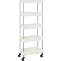 vidaXL Küchenwagen 5 Etagen Weiß 42x29x128 cm Eisen und ABS