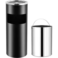 vidaXL Standaschenbecher 30 L Stahl Schwarz