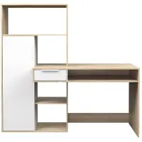 Ebuy24 Fula Schreibtisch 1 Schublade und 1 Tür Eiche Struktur und weiss.
