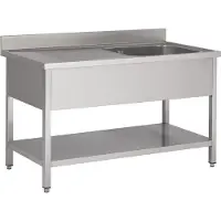 CombiSteel Spültisch 1 Becken rechts Grundboden Edelstahl 1200x600x850mm