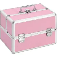 vidaXL - Make - up - Koffer - 22x30x21 - cm - Aluminium - rosa