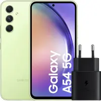 Samsung Galaxy A54 128GB Grün 5G + Schnellladegerät Schwarz
