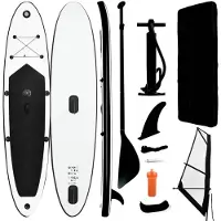 vidaXL Aufblasbares SUP-Board mit Segel Set Schwarz und Weiß