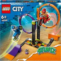 LEGO 60360 City Stuntz Kreisende Reifen-Challenge, 1 oder 2 Spieler Wettbewerbe mit selbstfahrendem Motorrad Spielzeug für Kinder, Jungen & Mädchen ab 6 Jahren, lustige Geschenkidee