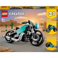 LEGO 31135 Creator 3in1 Oldtimer Motorrad Set, klassisches Motorrad-Spielzeug vom Straßenmotorrad zum Dragster Auto, Fahrzeug-Bauspielzeug für Kinder, Jungen und Mädchen