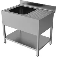 CombiSteel Spültisch 1Becken links mit Grundboden aus Edelstahl 1200x600x850mm