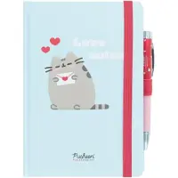 Pusheen , A5 Notizbuch Purrfect Love mit 192 Seiten und Stift mit Licht, Blau / Rosa