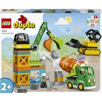 LEGO 10990 DUPLO Baustelle mit Baufahrzeugen, Kran, Bulldozer und Betonmischer-Spielzeug für 2-jährige Jungen und Mädchen mit großen Steinen