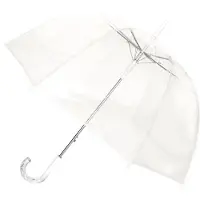 Smati Paris - Ladys Clear Birdcage Dach mit weier Grenze - transparent; Winddicht; Automatisch offen; Kristallstil -Griff; Franzsisches Design;