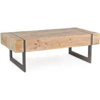 Natur24 Couchtisch Garrett 120 x 60 x 40 cm Tannenholz Stahl Natur Schwarz
