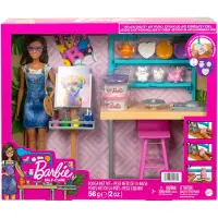 Barbie Entspannendes Und Kreatives Kunststudio Spielset Und Puppe