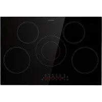 Klarstein Glaskeramik-Kochfeld, Herd mit 5 Kochfelder, 8200W Kochfeld, Moderner Einbauherd, Elektrische Kochplatte, Elektroherd mit Boost-Funktion, Hob für die Küche, Glaskeramik-Kochfeld 80 cm