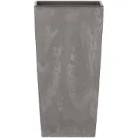 Prosperplast 7.2l Urbi Square Beton Effect Collection 17x17x32.5 Cm Flowerpot Silber