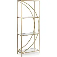 Bizzotto Regal Elenor aus Metall und Glas, elegant, Gold, 3 Fächer, modernes Design,