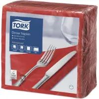 Tork Dinnerservietten Rot, 1/4-Falz, 2‐lagig, 40 cm × 39 cm, 12 × 150 Servietten...