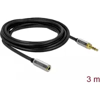 DeLOCK Klinkenverlängerungskabel 3.5 mm 3 Pin Stecker zu Buchse mit 6.35 Schraubadapter 3 m 3-polig Schwarz (85782)