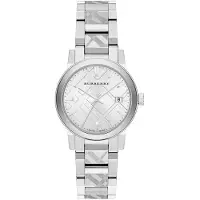 Burberry BU9144 Silber Check gestempelt Zifferblatt Damenuhr