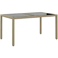 vidaXL Gartentisch 150x90x75 cm Hartglas und Poly Rattan Beige