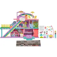 Mattel Polly Pocket Süße Abenteuer Regenbogen Einkaufszentrum, 3 Etagen, 9 Spielbereiche, 35+ Zubehör