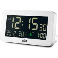Braun Digitaler Wecker BC10W mit Temperaturanzeige, Schlummerfunktion, 135x75x17 mm