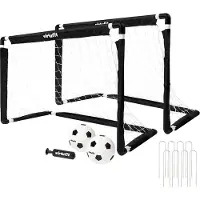 VirtuFit Kinder Fußballtore Set 2 Tore mit 2 Bällen Pumpe 92 x 64 cm
