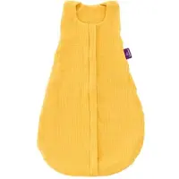 Träumeland Babyschlafsack TRÄUMELAND "Sommerschlafsack LIEBMICH Baumwollmusselin, in den Größen 60-110", Baby, Gr. L: 110cm, gelb (senfgelb), Bezug: 100% Baumwolle, Schlafsäcke Babyschlafsack