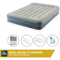 OEM Doppelbett - 2 Personen - 152 x 203 x 30 cm - Grau - Mit Pumpe - Bettwäsche - Kissen - Kissenbezug und Reparaturset