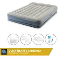 OEM Doppelbett - 2 Personen - 152 x 203 x 30 cm - Grau - inkl. Pumpe - Bettwäsche - Kissen - Kissenbezug und Reparaturset
