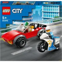 LEGO 60392 City Polizei Verfolgungsjagd mit Polizei-Motorrad Set, Rennauto-Spielzeug mit Polizisten Minifigur für Kinder ab 5 Jahren