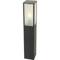 QAZQA Stehende Außenleuchte Schwarz mit Geripptem Glas 80 cm IP44 Charlois
