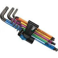 Wera 950/9 Hex-Plus Multicolour HF 1 Winkelschlüsselsatz metrisch, BlackLaser + Haltefunktion 9-tlg - 05022210001