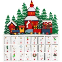Spiel Werk Spielwerk Adventskalender zum Selbstbefüllen 24 Türchen Nachhaltig Wiederverwendbar Kinder Mädchen Jungen Weihnachtskalender DIY Holz Dekoration, Model:Adventskalender Landschaft