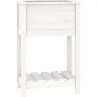 vidaXL Pflanzkübel mit Ablage Weiß 54x34,5x81 cm Massivholz Kiefer