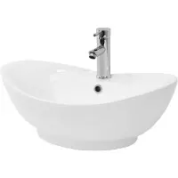 LuxeBath Waschbecken Aufsatzwaschbecken Oval, 59x39,5x20,5 cm, Weiß, aus Keramik