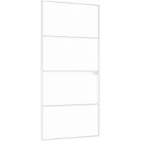 vidaXL Innentür Weiß 93x201,5 cm Hartglas & Aluminium Schlank