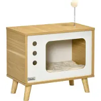 PawHut Katzenhaus mit Spielball und Kissen