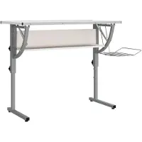 vidaXL Basteltisch Weiß & Grau 110x53x(58-87) cm Holzwerkstoff & Stahl