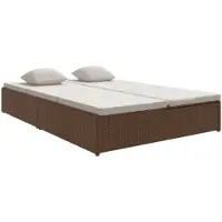 vidaXL Sonnenliege mit Auflagen Poly Rattan Braun