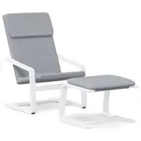 vidaXL Relaxsessel mit Hocker Hellgrau Stoff