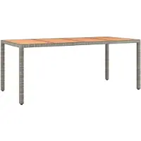 vidaXL Gartentisch mit Holzplatte Grau Poly Rattan & Massivholz Akazie