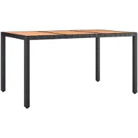 vidaXL Gartentisch mit Holzplatte Schwarz Poly Rattan & Akazienholz