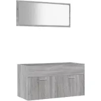 vidaXL 2-tlg. Badmöbel-Set Grau Sonoma Holzwerkstoff