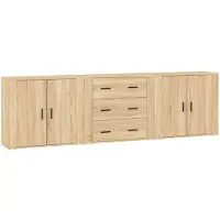 vidaXL Sideboards 3 Stk. Sonoma-Eiche Holzwerkstoff