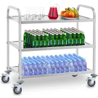 Royal Catering Expondo Servierwagen - Edelstahl - 3 Borde - Ablagen: 90 x 50 cm - 500 kg -